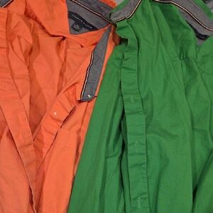 Tommy Hilfiger Orange and Green Button-Front Shirts